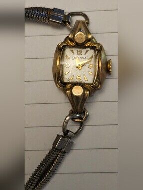Bulova Gold-Tone Women's Bracelet Watch with Silver Chain